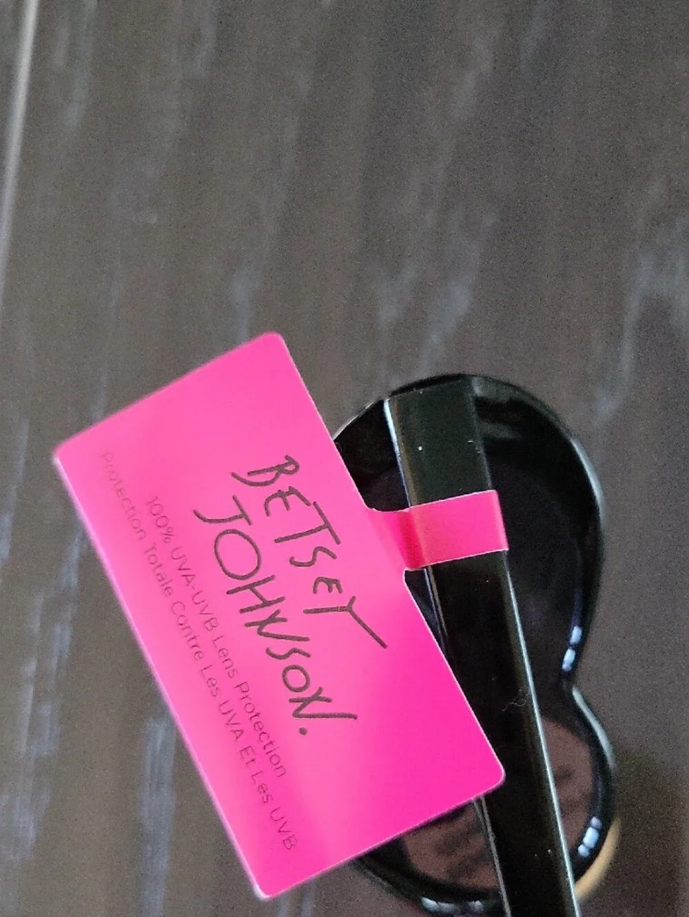 Betsey Johnson Black Heart Sunglasses with Rhinestone Trim
